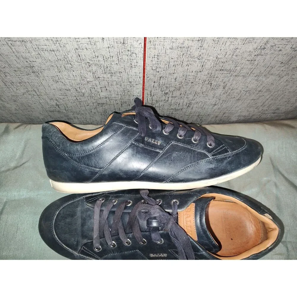 Bally Men's Navy Low Leather Shoes Sz 13D
